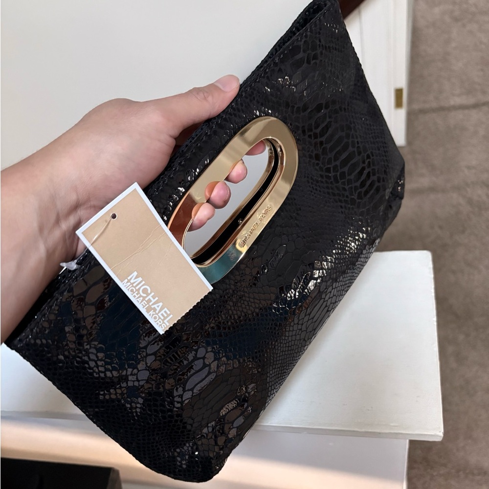 Michael Kors Berkley Python Embossed Python Clutc… - image 4